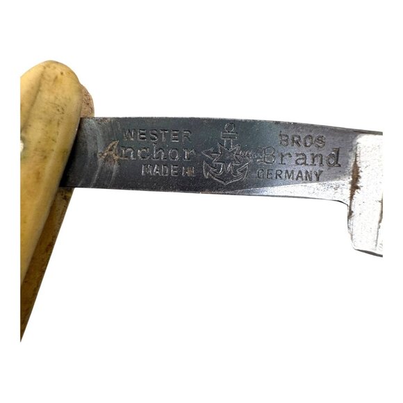 Antique M. Jung Wester Bros Anchor Brand Straight Razor With Yellow Handle READ - Picture 4 of 7